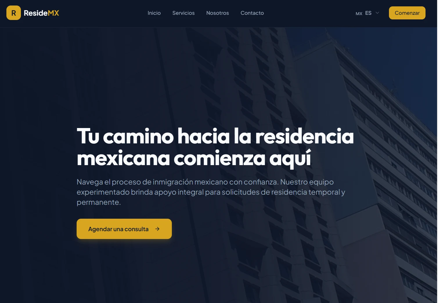 Sitio web de ResideMX